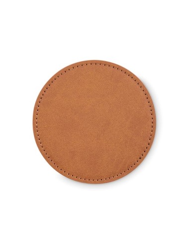 POSA Sous-verre rond en PU Couleurs : marron impression haute définition