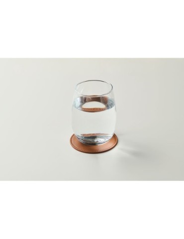 POSA Sous-verre rond en PU Couleurs : marron personnalisation rapide en France