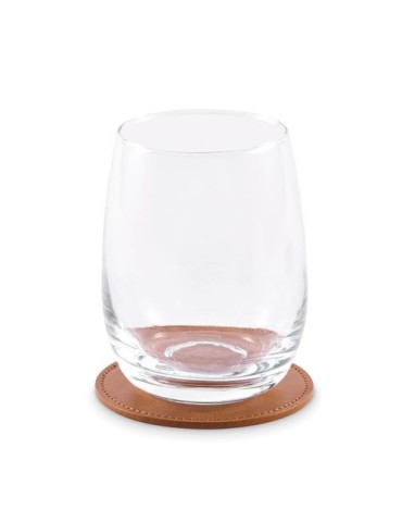 POSA Sous-verre rond en PU Couleurs : marron marquage couleur éclatante