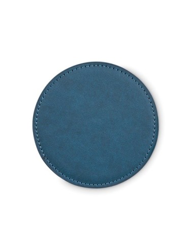 POSA Sous-verre rond en PU Couleurs : bleu marine impression logo haute qualité