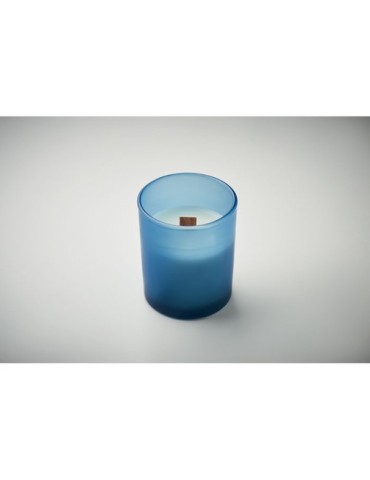 KIVAS WOOD Bougie en cire végétale 80 gr Matières : verre Couleurs : bleu objet promotionnel éco-responsable