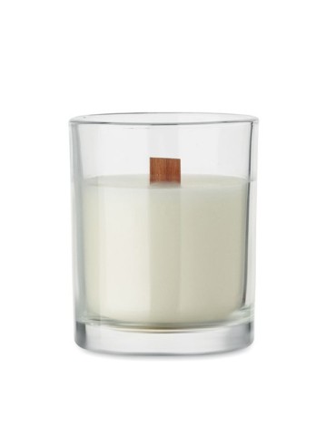 KIVAS WOOD Bougie en cire végétale 80 gr Matières : verre Couleurs : transparent impression logo haute qualité