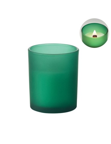KIVAS WOOD Bougie en cire végétale 80 gr Matières : verre Couleurs : vert marquage laser ultra précis