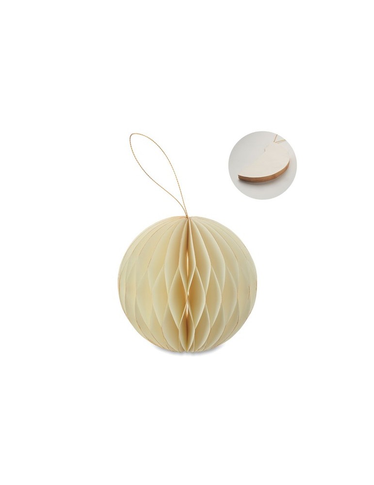 HARMOBAUBLE Porte-boules de Noël pliable Matières : papier recyclé Couleurs : beige personnalisable avec votre logo