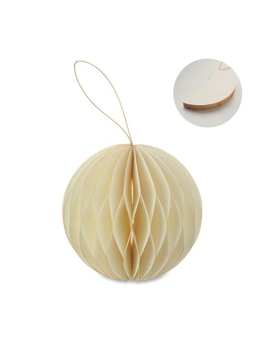 HARMOBAUBLE Porte-boules de Noël pliable Matières : papier recyclé Couleurs : beige personnalisable avec votre logo