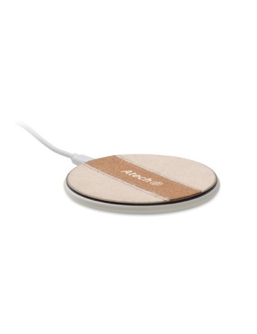 CORTLESS Chargeur sans fil liège 15W Matières : ABS Couleurs : blanc goodies publicitaire événementiel