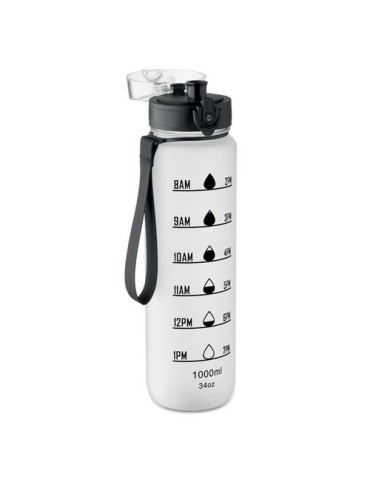 ISFORDEN MARK Bouteille de sport RPET 1L Couleurs : blanc transparent marquage laser ultra précis