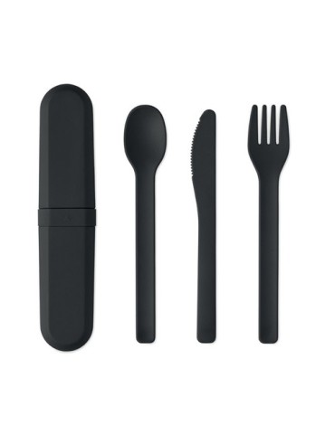 BITEFUL Set de couverts et étui en PLA Couleurs : noir goodies publicitaire événementiel