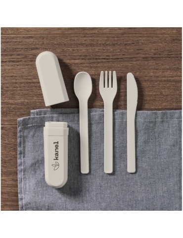 BITEFUL Set de couverts et étui en PLA Couleurs : beige marquage laser ultra précis