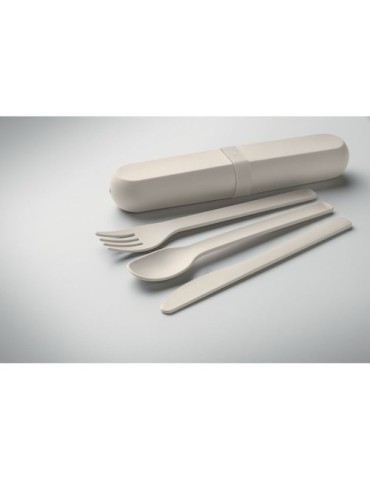 BITEFUL Set de couverts et étui en PLA Couleurs : beige cadeau client original