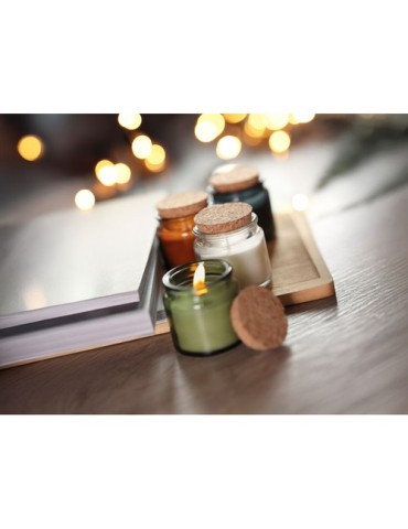 VALO Bougie en cire végétale 70 gr Matières : verre Couleurs : beige marquage laser ultra précis