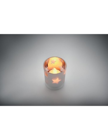 LANDLE Bougie LED Matières : verre Couleurs : argenté mat objet promotionnel éco-responsable