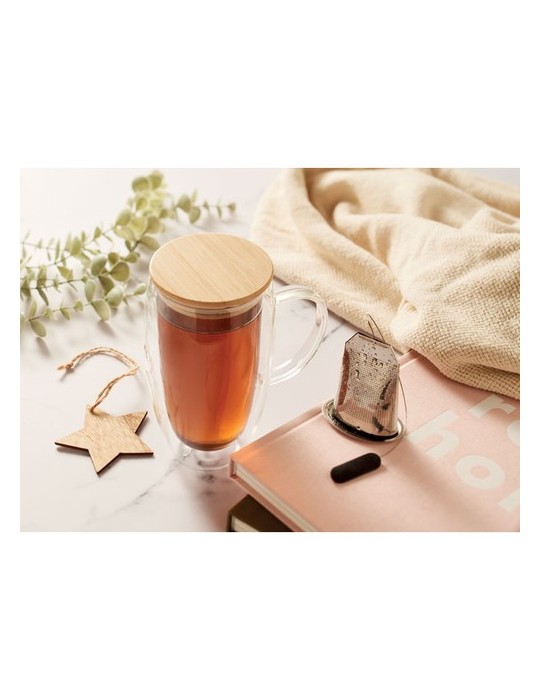 TEROL Mug en verre double paroi 450ml