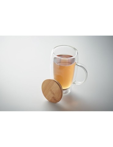 TEROL Mug en verre double paroi 450ml Couleurs : transparent impression haute définition