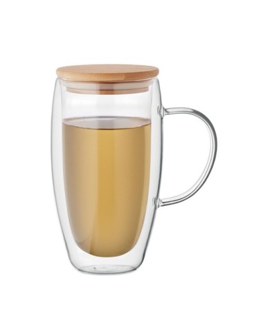 TEROL Mug en verre double paroi 450ml Couleurs : transparent marquage laser ultra précis
