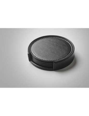 POSA SET Lot de 4 sous-verres en PU Couleurs : noir cadeau entreprise pas cher
