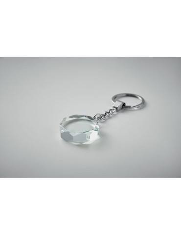 ROUNDWARD Porte-clés rond en verre Matières : verre Couleurs : transparent marquage laser ultra précis