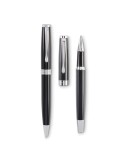LYON SET Set stylo à bille et roller Matières : papier Couleurs : noir personnalisable avec votre logo