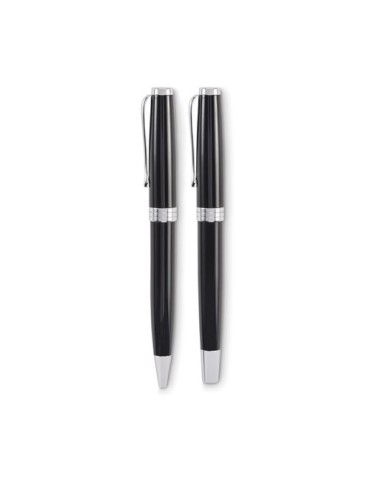 LYON SET Set stylo à bille et roller Matières : papier Couleurs : noir cadeau collaborateur premium