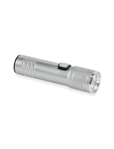 FLASHRA Lampe torche COB rechargeable Couleurs : argenté mat cadeau entreprise pas cher