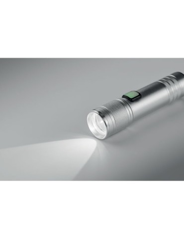 FLASHRA Lampe torche COB rechargeable Couleurs : argenté mat personnalisable avec votre logo