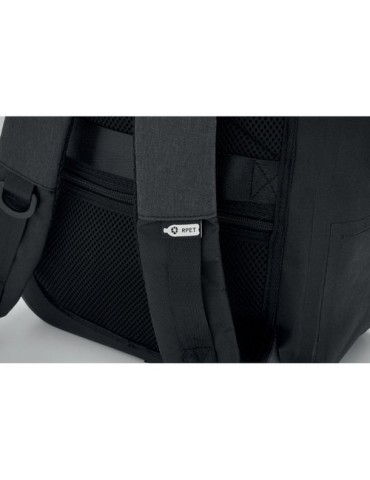 BRENNA Sac à dos ordinateur 300D RPET Couleurs : noir cadeau collaborateur premium