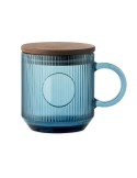 VITRIO MUG Mug en verre strié 300ml Matières : verre Couleurs : bleu transparent