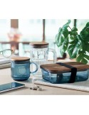 VITRIO MUG Mug en verre strié 300ml Matières : verre Couleurs : bleu transparent goodies publicitaire événementiel