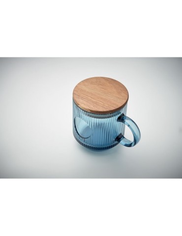 VITRIO MUG Mug en verre strié 300ml Matières : verre Couleurs : bleu transparent impression haute définition