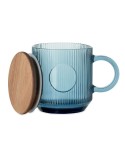 VITRIO MUG Mug en verre strié 300ml Matières : verre Couleurs : bleu transparent marquage laser ultra précis