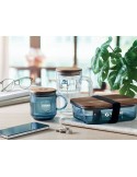 VITRIO MUG Mug en verre strié 300ml Matières : verre Couleurs : bleu transparent objet promotionnel éco-responsable