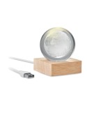 GLOBE LIGHT Globe en verre LED Matières : verre Couleurs : bois personnalisable avec votre logo
