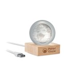 GLOBE LIGHT Globe en verre LED Matières : verre Couleurs : bois goodies publicitaire événementiel