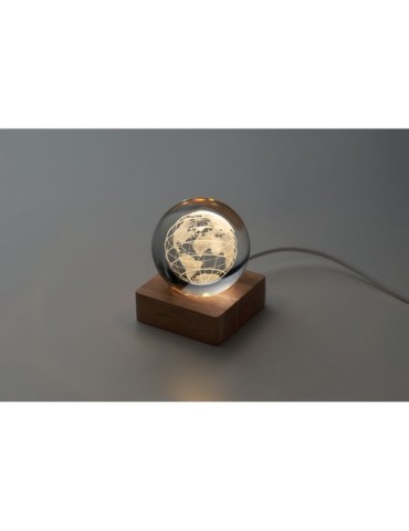 GLOBE LIGHT Globe en verre LED Matières : verre Couleurs : bois objet promotionnel éco-responsable