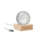 LIGHT Sphère en verre LED Matières : verre Couleurs : bois personnalisable avec votre logo