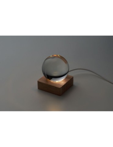 LIGHT Sphère en verre LED Matières : verre Couleurs : bois cadeau entreprise pas cher