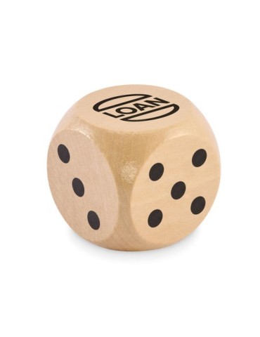 DADO Dés en bois Schima de 5cm dia Couleurs : bois cadeau entreprise pas cher
