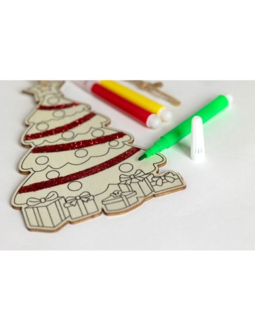 COLORTREE Décoration sapin de Noël Couleurs : bois marquage laser ultra précis