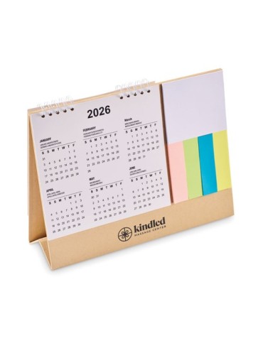 CALENDOO Calendrier de bureau avec mémo Matières : papier recyclé Couleurs : beige cadeau entreprise pas cher