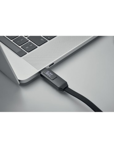 KEYSTO Porte-clés et câble de charge Couleurs : noir objet promotionnel éco-responsable