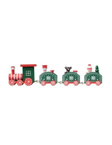 JUNA Train de Noël en bois Couleurs : assortiment cadeau entreprise pas cher