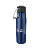 Gourde double paroi de 500 ml en acier inoxydable recyclé Solene Matières : polyester Couleurs : bleu impression haute définitio