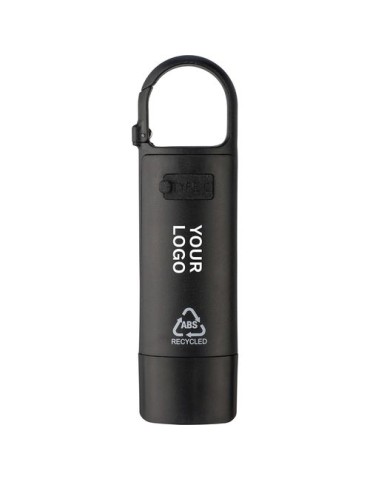 Mini lampe de poche en ABS recyclé Zai Matières : caoutchouc Couleurs : noir goodies publicitaire événementiel