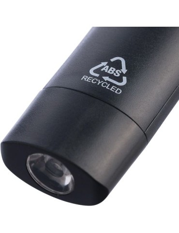 Mini lampe de poche en ABS recyclé Zai Matières : caoutchouc Couleurs : noir cadeau collaborateur premium