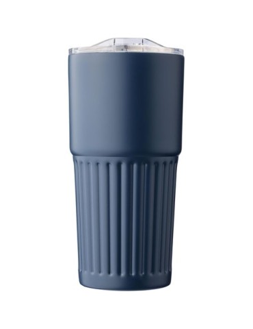 Mug double paroi en acier inoxydable recyclé de 500 ml Kael Matières : silicone Couleurs : bleu goodies entreprise design