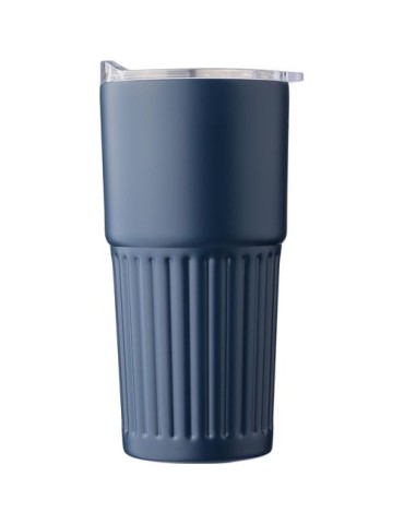 Mug double paroi en acier inoxydable recyclé de 500 ml Kael Matières : silicone Couleurs : bleu cadeau entreprise pas cher