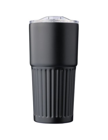 Mug double paroi en acier inoxydable recyclé de 500 ml Kael Matières : silicone Couleurs : noir cadeau entreprise pas cher