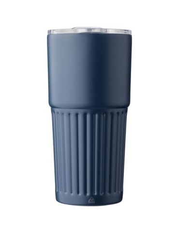 Mug double paroi en acier inoxydable recyclé de 500 ml Kael Matières : silicone Couleurs : noir marquage laser ultra précis