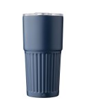 Mug double paroi en acier inoxydable recyclé de 500 ml Kael Matières : silicone Couleurs : noir marquage laser ultra précis