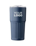Mug double paroi en acier inoxydable recyclé de 500 ml Kael Matières : silicone Couleurs : gris cadeau client original